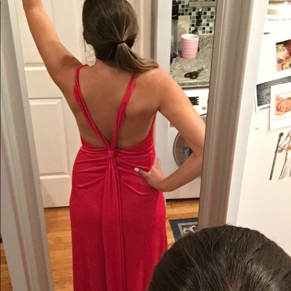 BCBG Red Stretch Gown Formal Dress - Picture 4 of 7